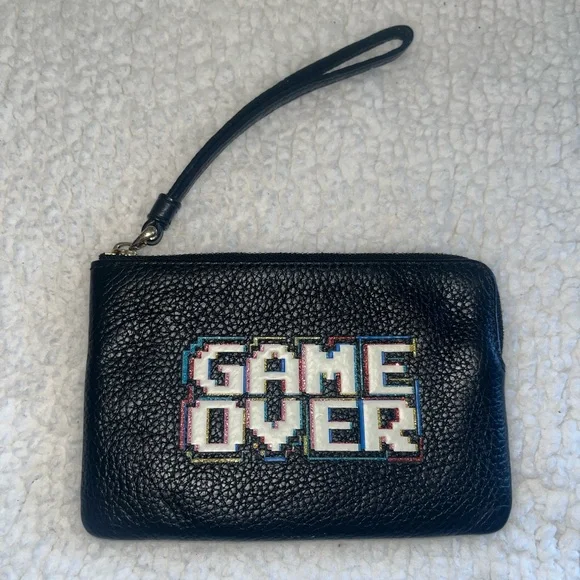 Coach X PacMan “GAME OVER” Pebble Leather Wristlet - Picture 1 of 4